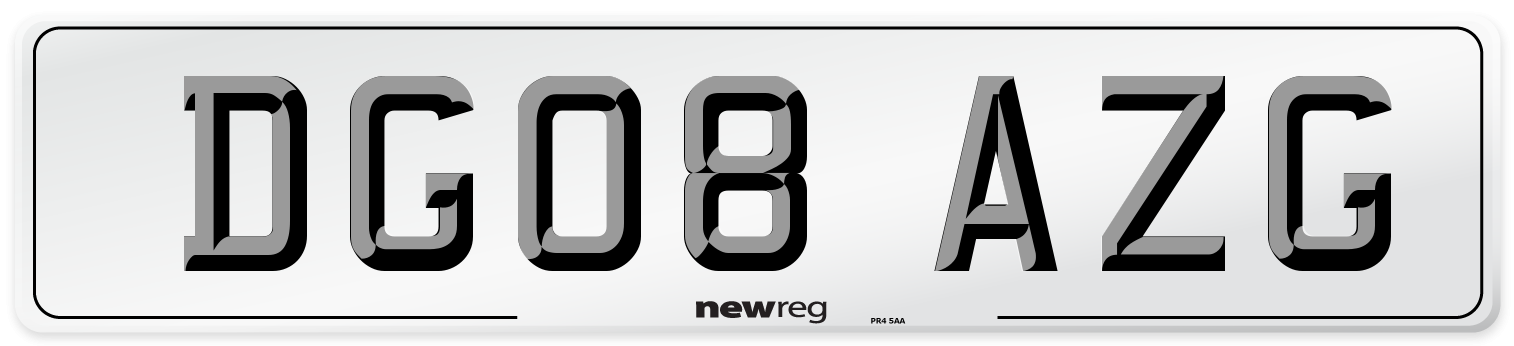 DG08 AZG Number Plate from New Reg